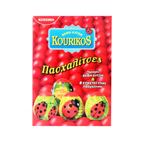 Kourikos βαφή αυγών πασχαλίτσες κόκκινη περιέχει 8 ετικέτες (4g)