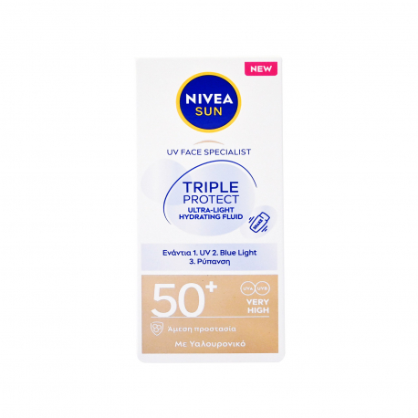 Nivea αντηλιακή κρέμα προσώπου triple protect very high, spf50+ (40ml)