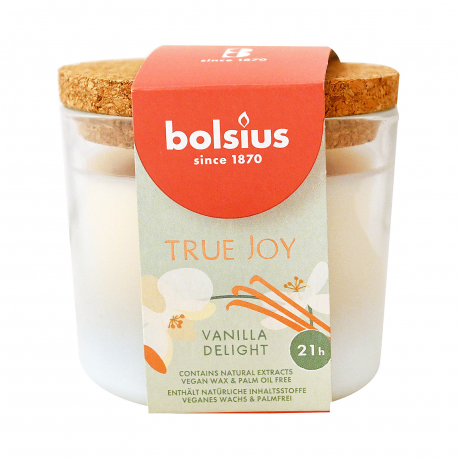 Bolsius κερί αρωματικό με καπάκι true joy vanilla delight