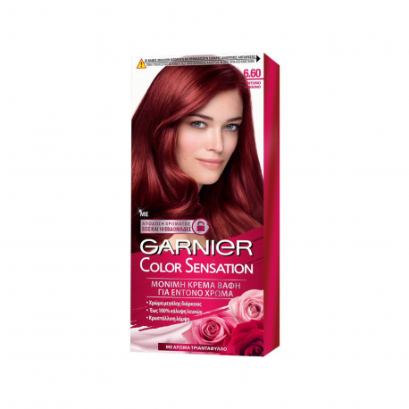 Garnier βαφή μαλλιών color sensation ξανθό σκούρο κόκκινο έντονο Nο. 6.60 (110ml)