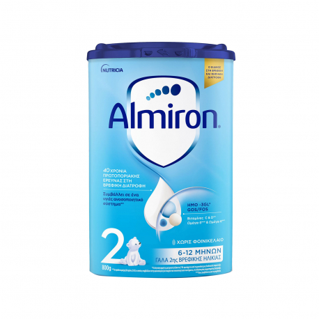 Nutricia γάλα σε σκόνη παιδικό almiron Νo. 2 με pronutra 6+ μηνών (800g)