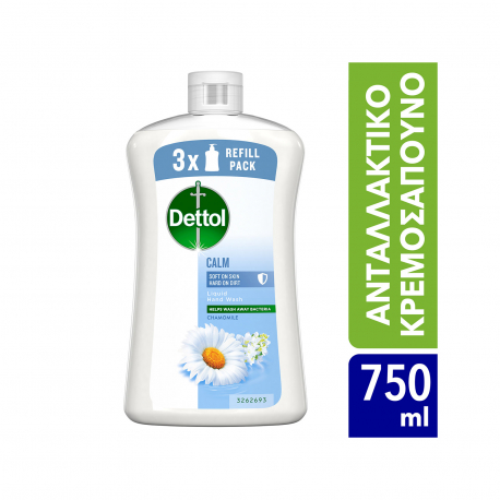 Dettol υγρό κρεμοσάπουνο ανταλλακτικό soft on skin αντιβακτηριδιακό/ χαμομήλι (750ml)