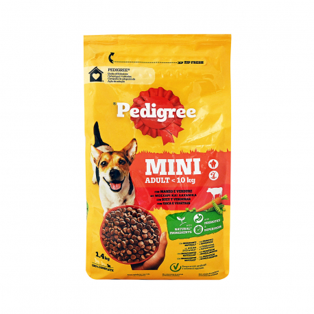 Pedigree τροφή σκύλου mini adult με μοσχάρι & λαχανικά (1.4kg)