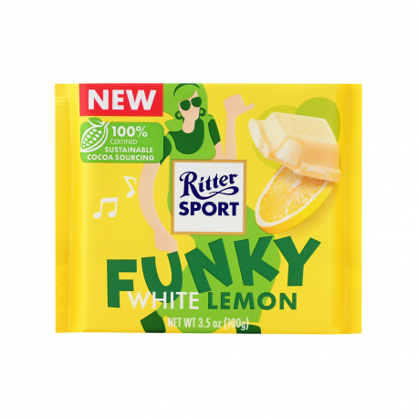 Ritter σοκολάτα λευκή funky white lemon - νέο προϊόν (100g)