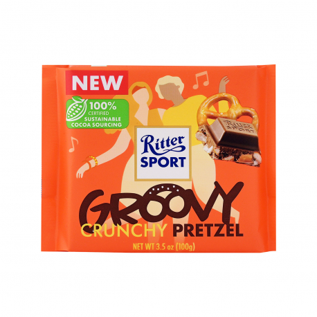 Ritter σοκολάτα γάλακτος groovy crunchy pretzel - νέο προϊόν (100g)