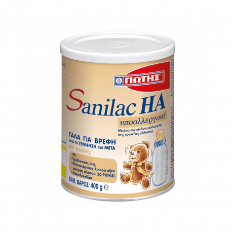 Γιώτης γάλα σε σκόνη παιδικό sanilac hc 0+ μηνών (400g)
