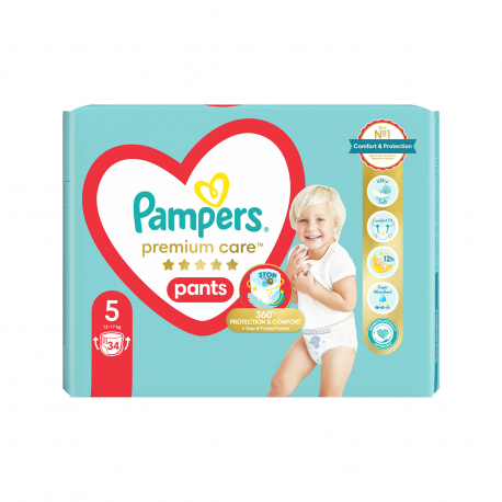 Pampers πάνες βρακάκι παιδικές premium care Νο. 5/ 12-17kg (34τεμ.)