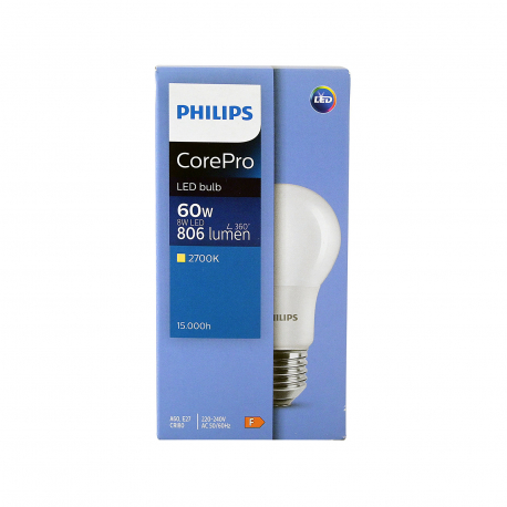 Philips λάμπα led Ε27 βιδωτή/ θερμό φως 8W
