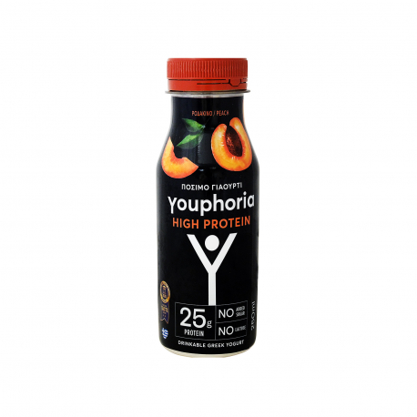 Youphoria επιδόρπιο γιαουρτιού στραγγιστό high protein πιες γιαούρτι ροδάκινο (250ml)