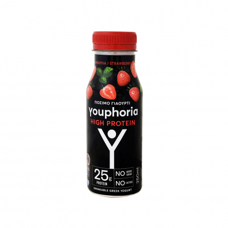 Youphoria επιδόρπιο γιαουρτιού στραγγιστό high protein πιες γιαούρτι φράουλα (250ml)