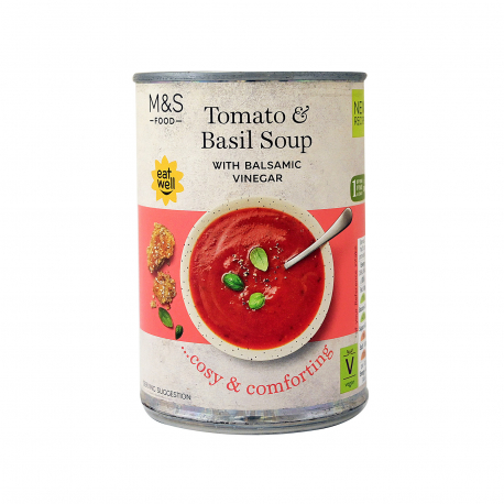 M&S food σούπα έτοιμη tomato & basil - vegan (400g)