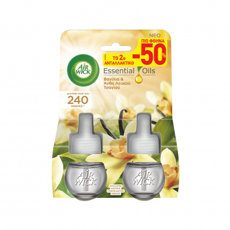 Airwick ανταλλακτικό αποσμητικό χώρου essential oils βανίλια & άνθη λευκού τσαγιού (19ml) (το 2ο -50%)