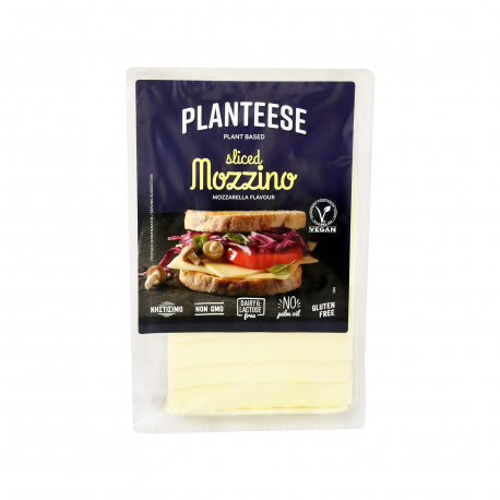 Planteese φυτικό προϊόν mozzino γεύση mozzarella - χωρίς γλουτένη, χωρίς λακτόζη, νέο προϊόν, vegan σε φέτες (140g)