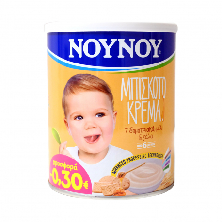 Νουνού μπισκοτόκρεμα σε σκόνη παιδική 7 δημητριακά με μέλι & γάλα (300g) (-0.3€)