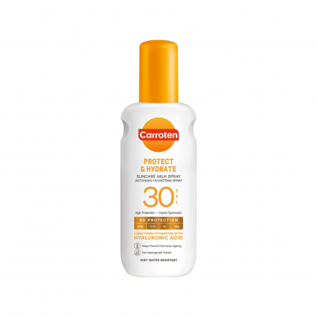 Carroten αντηλιακό γαλάκτωμα spray protect & hydrate high, spf30 (200ml)