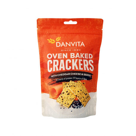 Danvita κράκερ oven baked cheddar & seeds - νέο προϊόν (100g)