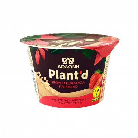 Δωδώνη επιδόρπιο φυτικό ψυγείου plant'd βρώμη με φράουλα & κακάο - νέο προιόν,vegan (150g)