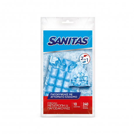 Sanitas παγοκυψέλες με αυτόματο κλείσιμο 2 σε 1 για 240 παγάκια (10τεμ.)