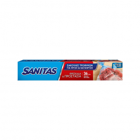 Sanitas σακούλες τροφίμων με κλιπ μεσαίες (36τεμ.)