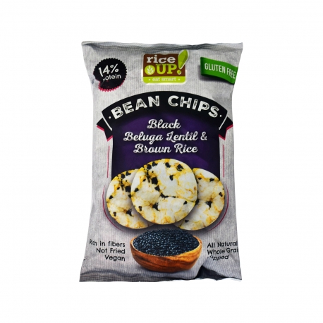 Rice up τσιπς ρυζιού ολικής αλέσεως bean chips με μαύρη φακή beluga - χωρίς γλουτένη, vegan (60g)