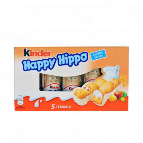 Kinder γκοφρέτα παιδική happy hippo με γέμιση από γάλα & φουντούκια (103.5g)