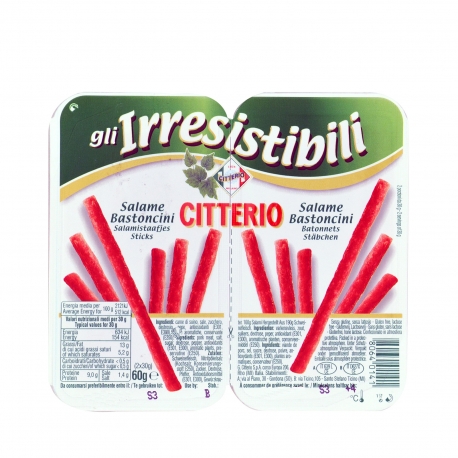 Citterio σαλαμάκια sticks bastoncini - χωρίς γλουτένη, χωρίς λακτόζη σε φέτες (60g)