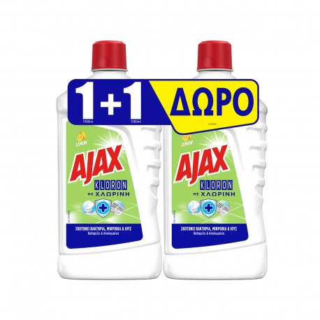 Ajax υγρό καθαριστικό πατώματος kloron λεμόνι (1lt) (1+1)