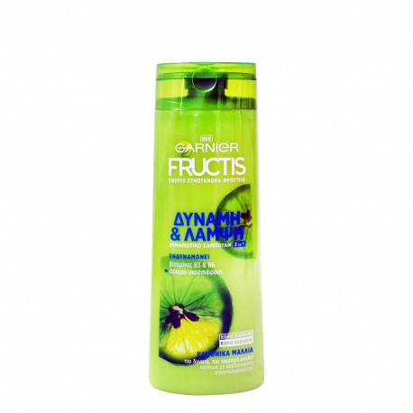 Fructis σαμπουάν μαλλιών δύναμη & λάμψη 2 σε 1 άρωμα γκρέιπφρουτ/ κανονικά μαλλιά (400ml)