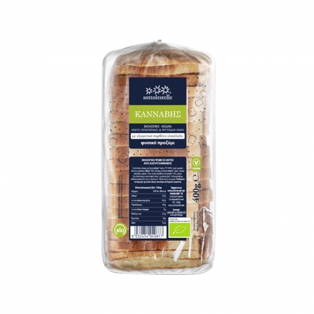 Sottolestelle ψωμί σίτου με αλεύρι κάνναβης & εξαιρετικό παρθένο ελαιόλαδο - βιολογικό, vegan, προϊόντα που μας ξεχωρίζουν σε φέτες (400g)