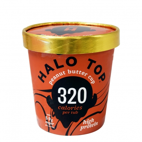 Halo top παγωτό οικογενειακό 320 calories peanut butter cup (473ml)