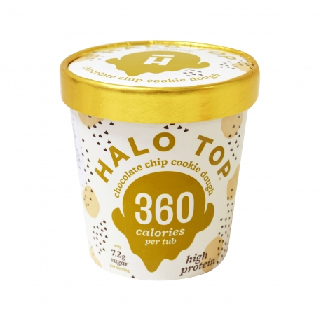 Halo top παγωτό οικογενειακό 360 calories chocolate chip cookie dough (473ml)