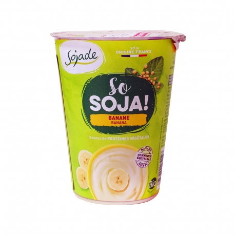 Sojade επιδόρπιο σόγιας ψυγείου so soya banana - βιολογικό, χωρίς γλουτένη, χωρίς λακτόζη (400g)