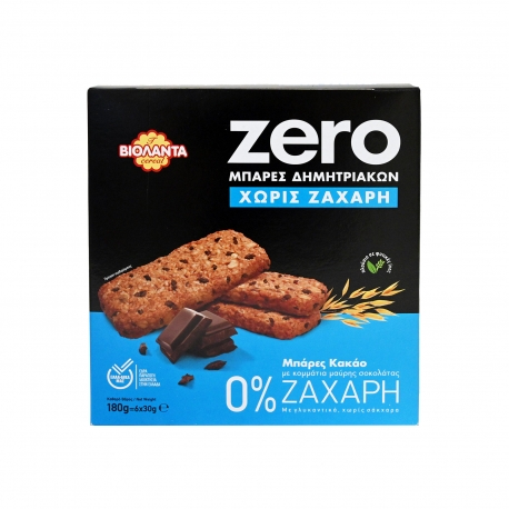 Βιολάντα μπάρα δημητριακών zero κακάο με κομμάτια μαύρης σοκολάτας - χωρίς ζάχαρη (180g)