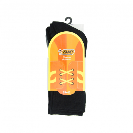 BIC κάλτσα ανδρική βαμβακερή μαύρη-γκρι/ Νο. 39-42/ 3 ζεύγη