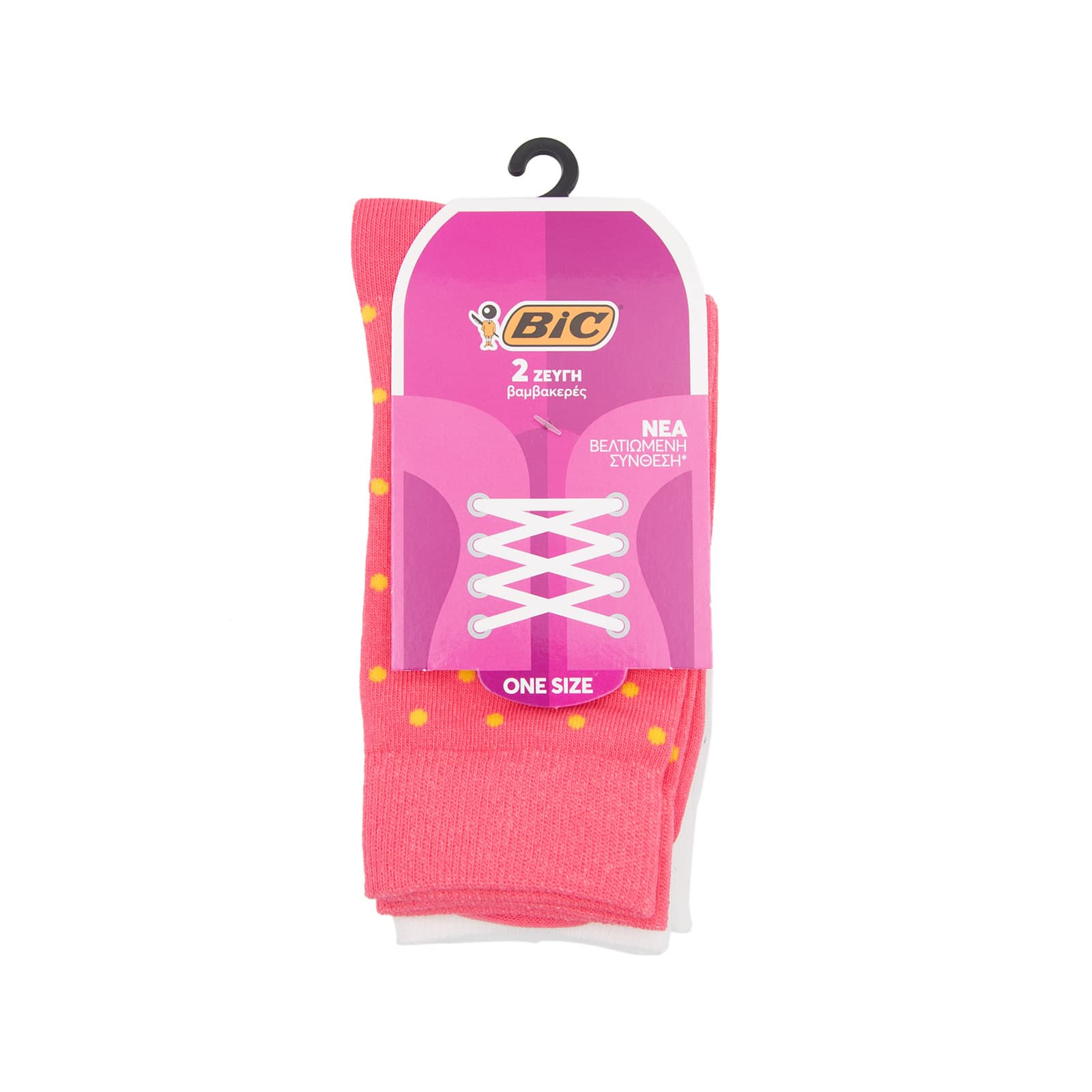 Bic Amelia κάλτσα γυναικεία βαμβακερή one size / πουα ροζ άσπρο / 2 ζεύγη εικόνα 1