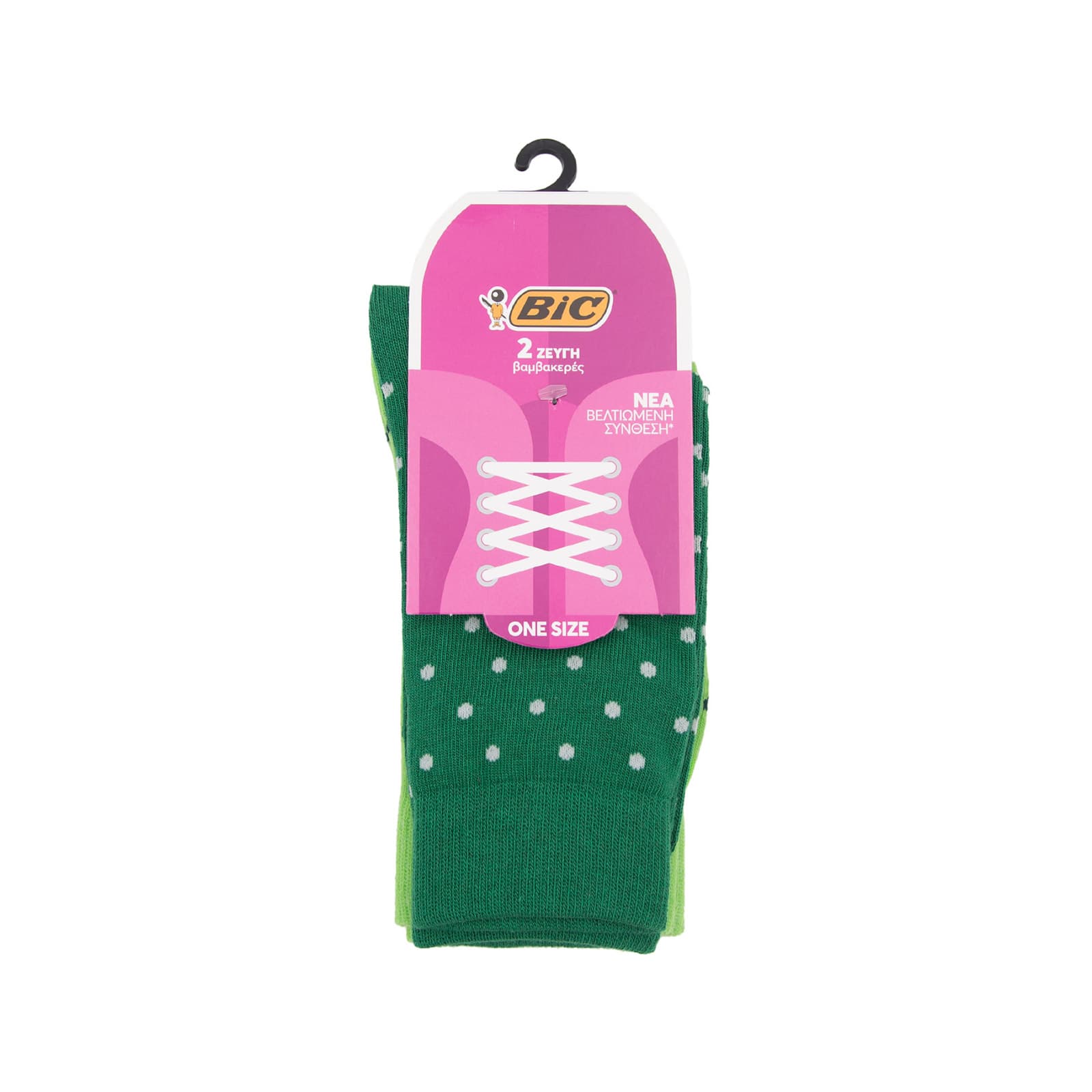 Bic Amelia κάλτσα γυναικεία βαμβακερή one size / πουά πράσινο λαχανί/ 2 ζεύγη εικόνα 1