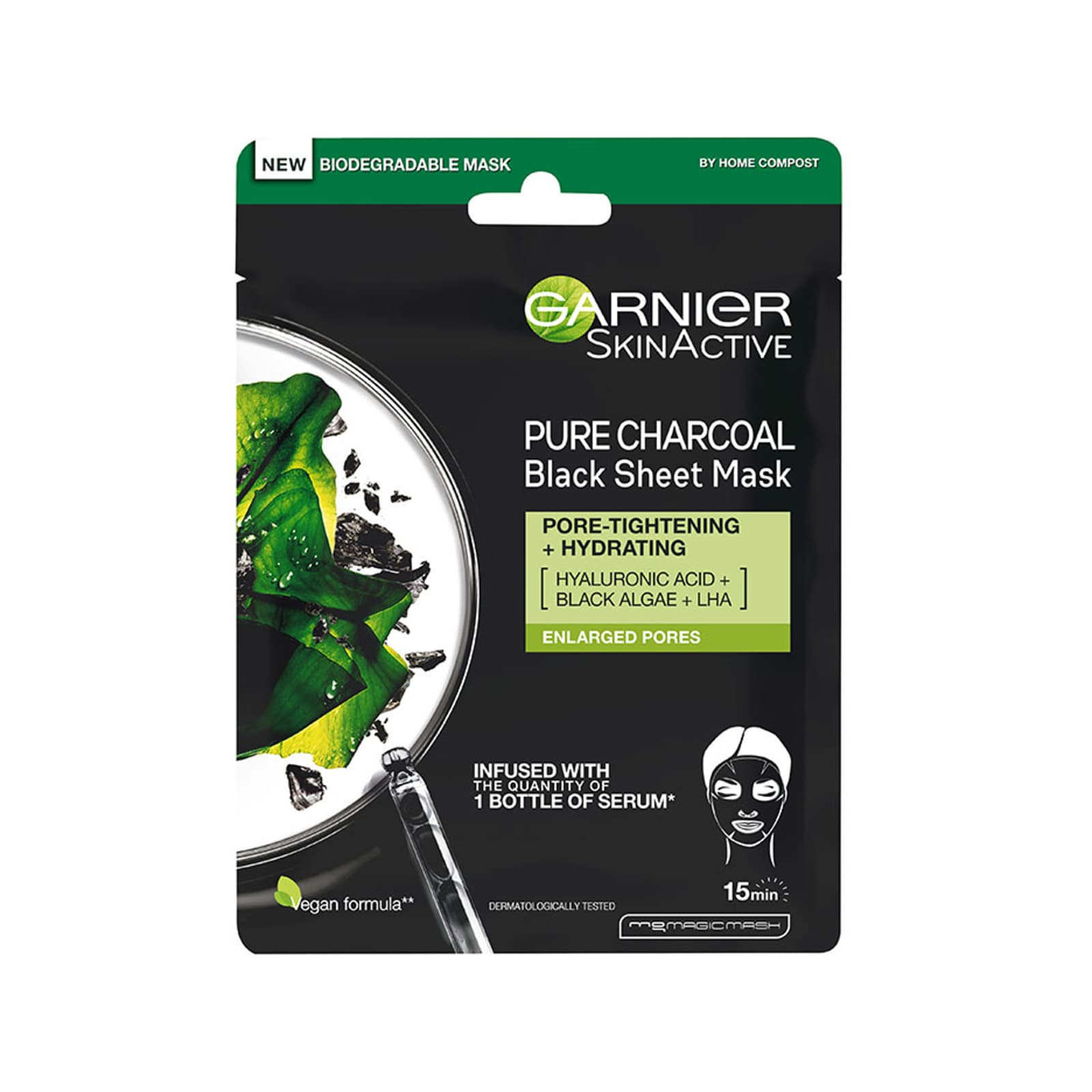 Garnier Black tissue mask μάσκα υφασμάτινη προσώπου με ενεργό άνθρακα 28g εικόνα 1