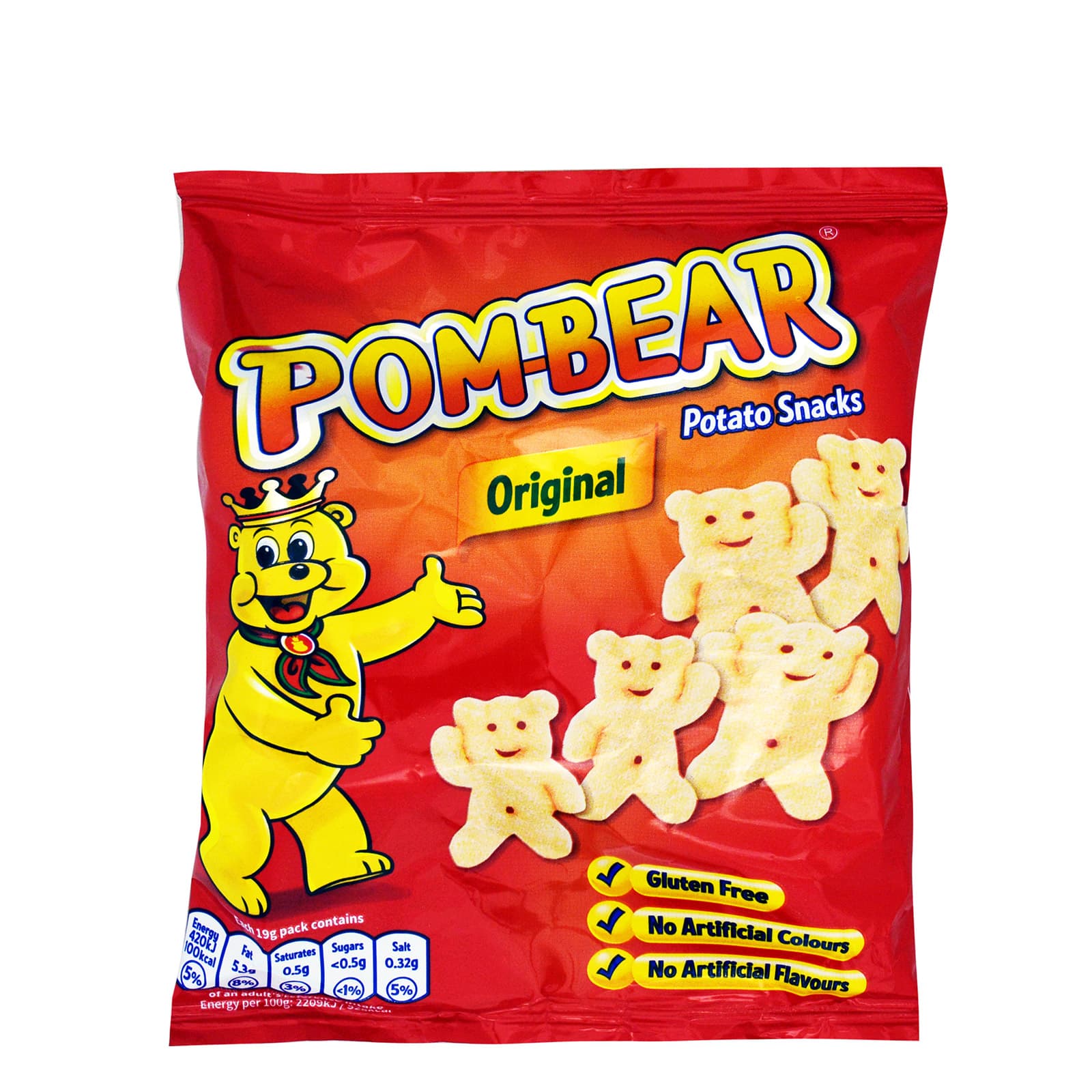 Pom Bear σνακ πατάτας παιδικά original 19g εικόνα 1