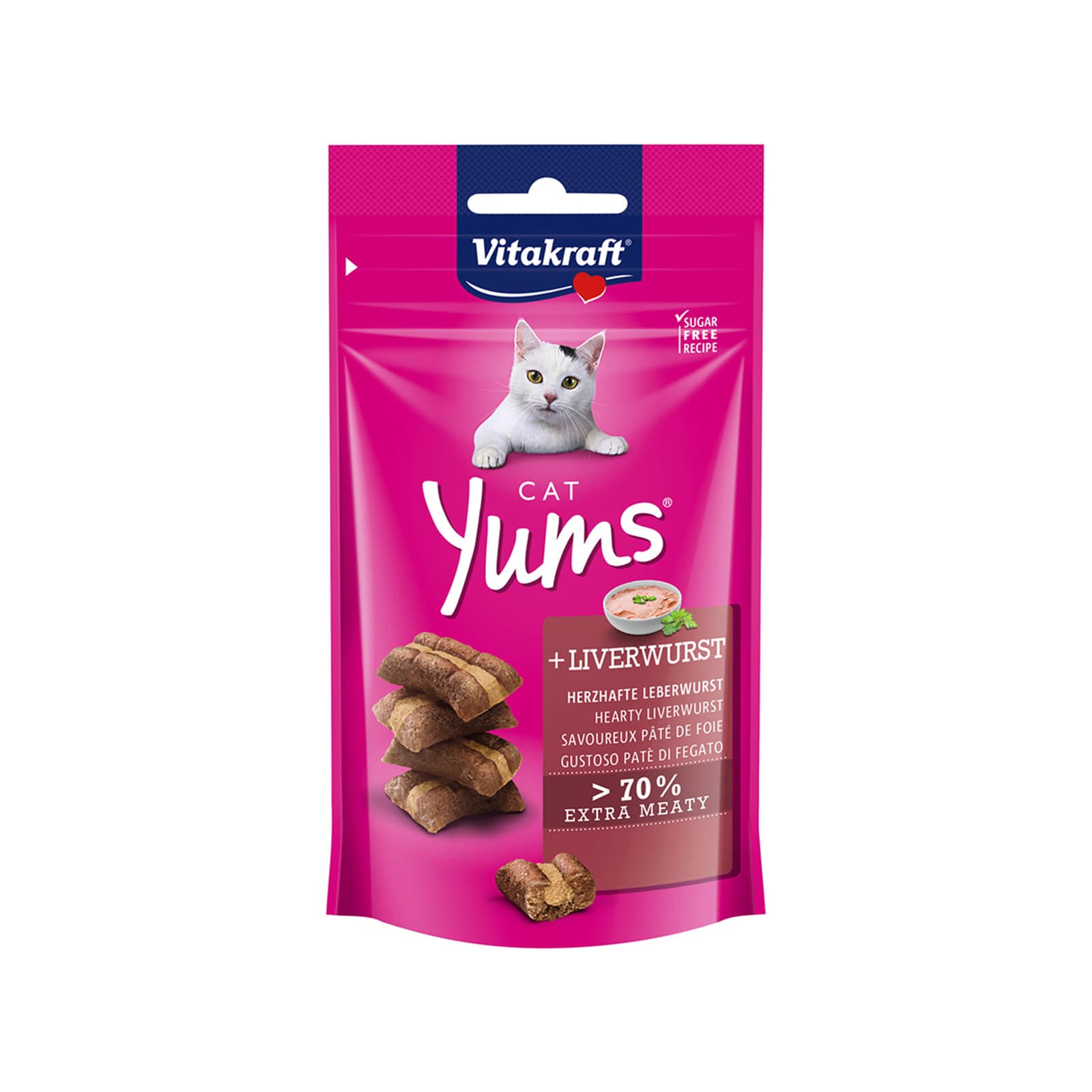 Vitakraft Yums ξηρά τροφή γάτας + liverwurst 40g εικόνα 1