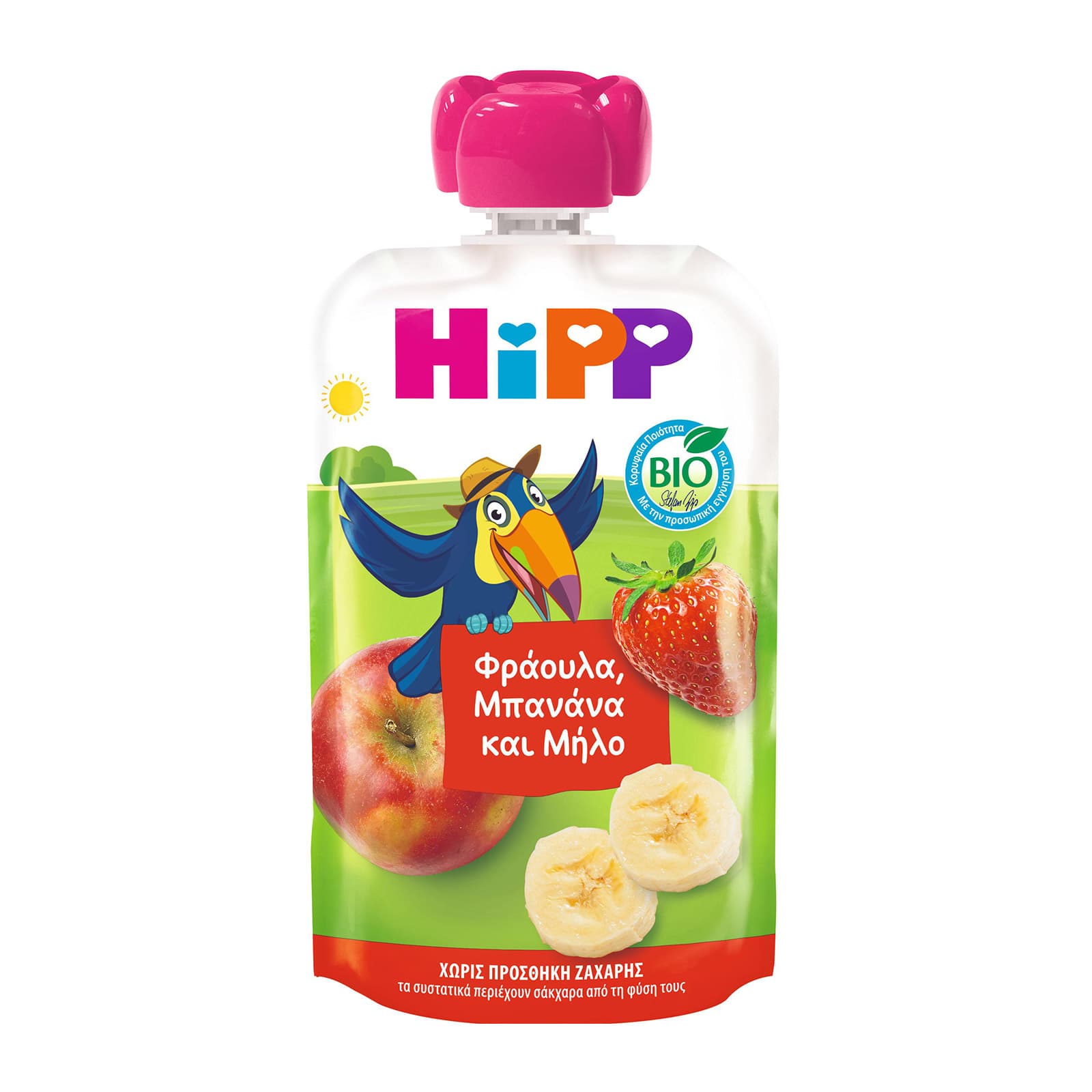 Hipp Hippis φρουτοπολτός έτοιμος παιδικός μήλο, μπανάνα, βατόμουρα & δημητριακά ολικής άλεσης 100g εικόνα 1