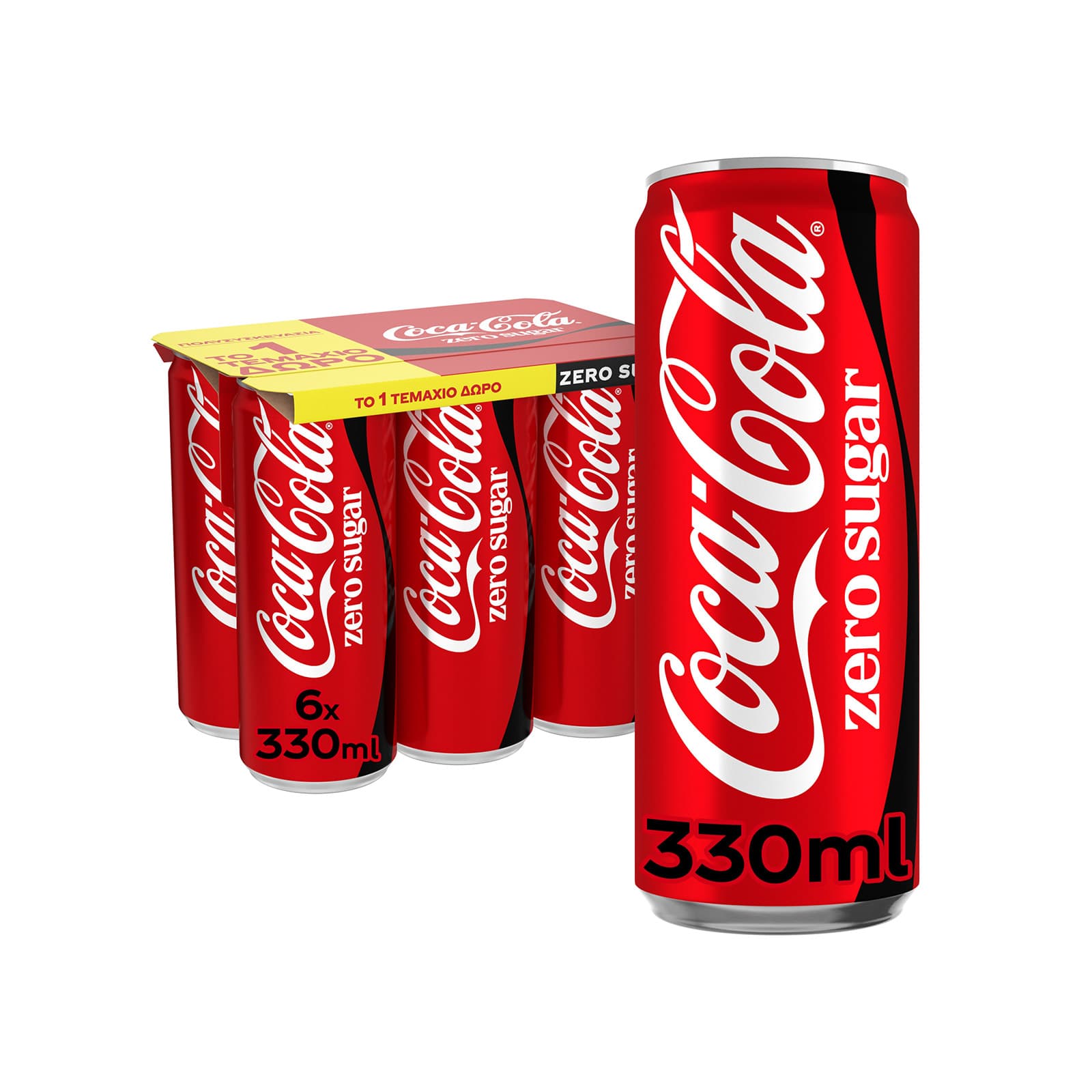 Coca Cola Zero αναψυκτικό 5x330ml + 1 δώρο εικόνα 1