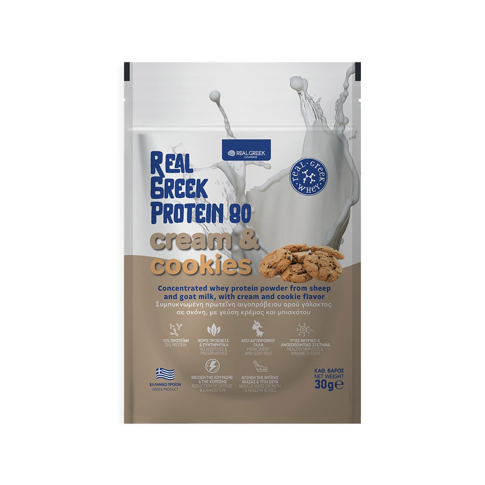Real Greek Protein 80 πρωτεϊνη ορού γάλακτος cream & cookies εικόνα 1