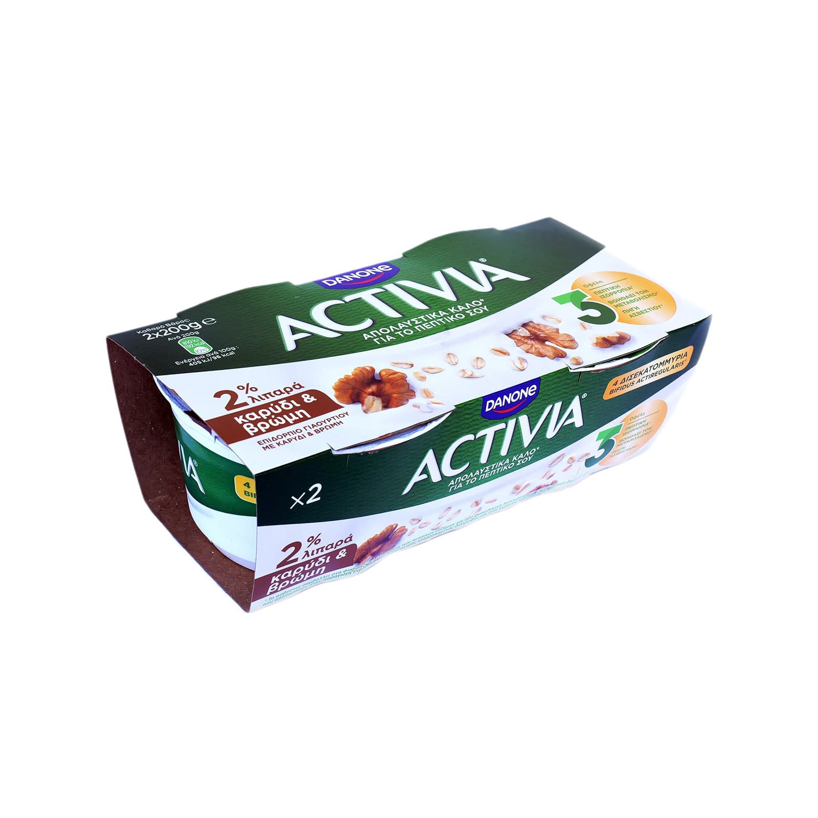 Danone Activia επιδόρπιο γιαουρτιού αγελάδος καρύδι & βρώμη 2x200g εικόνα 1