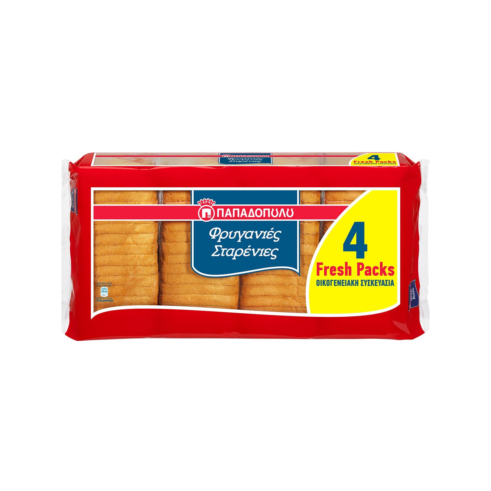 Παπαδοπούλου φρυγανιές σταρένιες 4x127.5g εικόνα 1