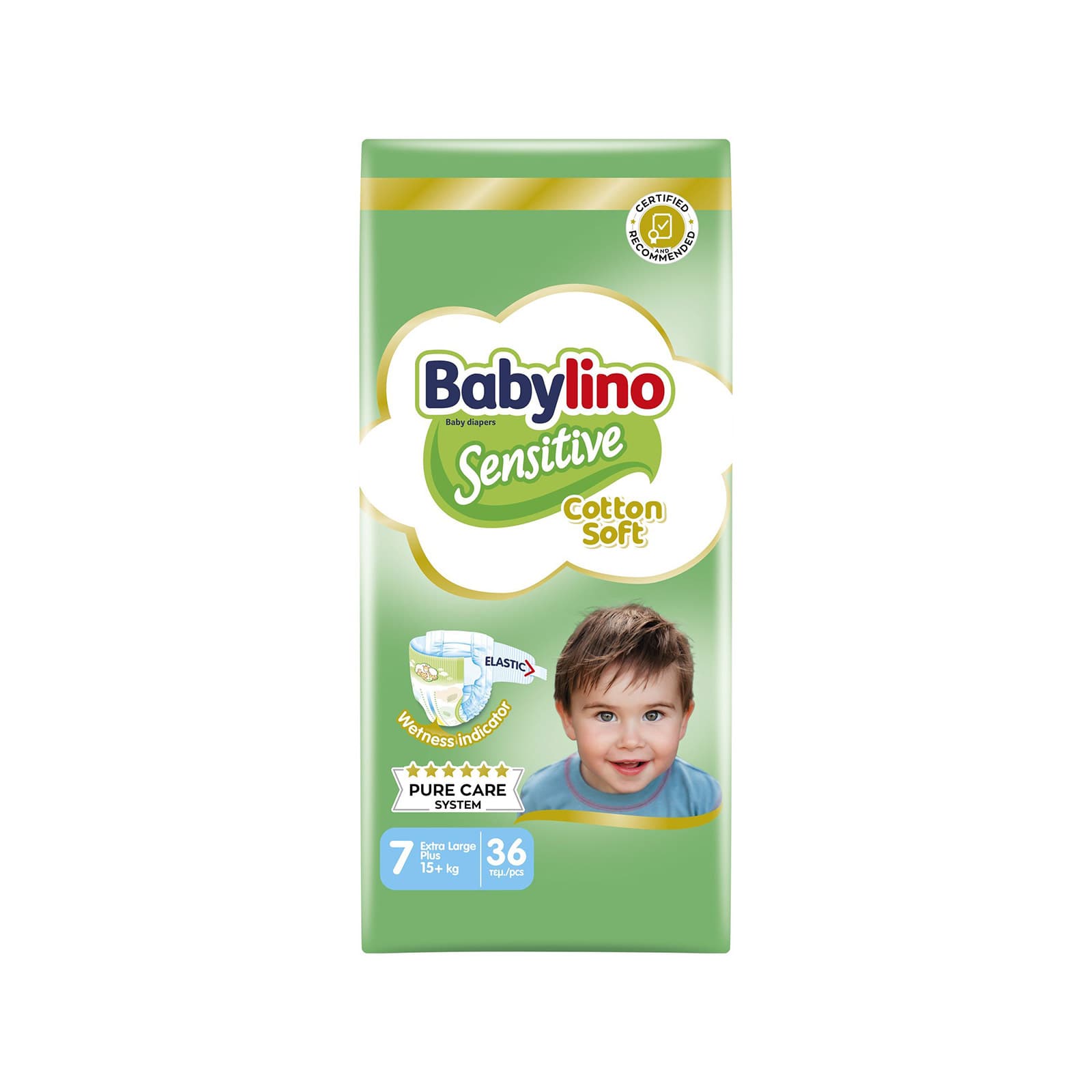 Babylino Sensitive Cotton Soft πάνες παιδικές Nο. 7 / 15 kg + 36τεμ εικόνα 1