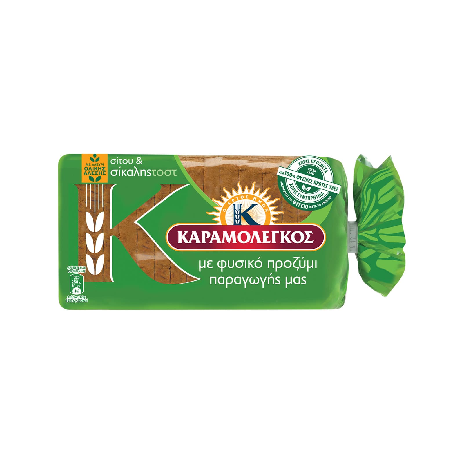 Καραμολέγκος ψωμί τοστ ολικής αλέσεως με σίκαλη σε φέτες 340g εικόνα 1