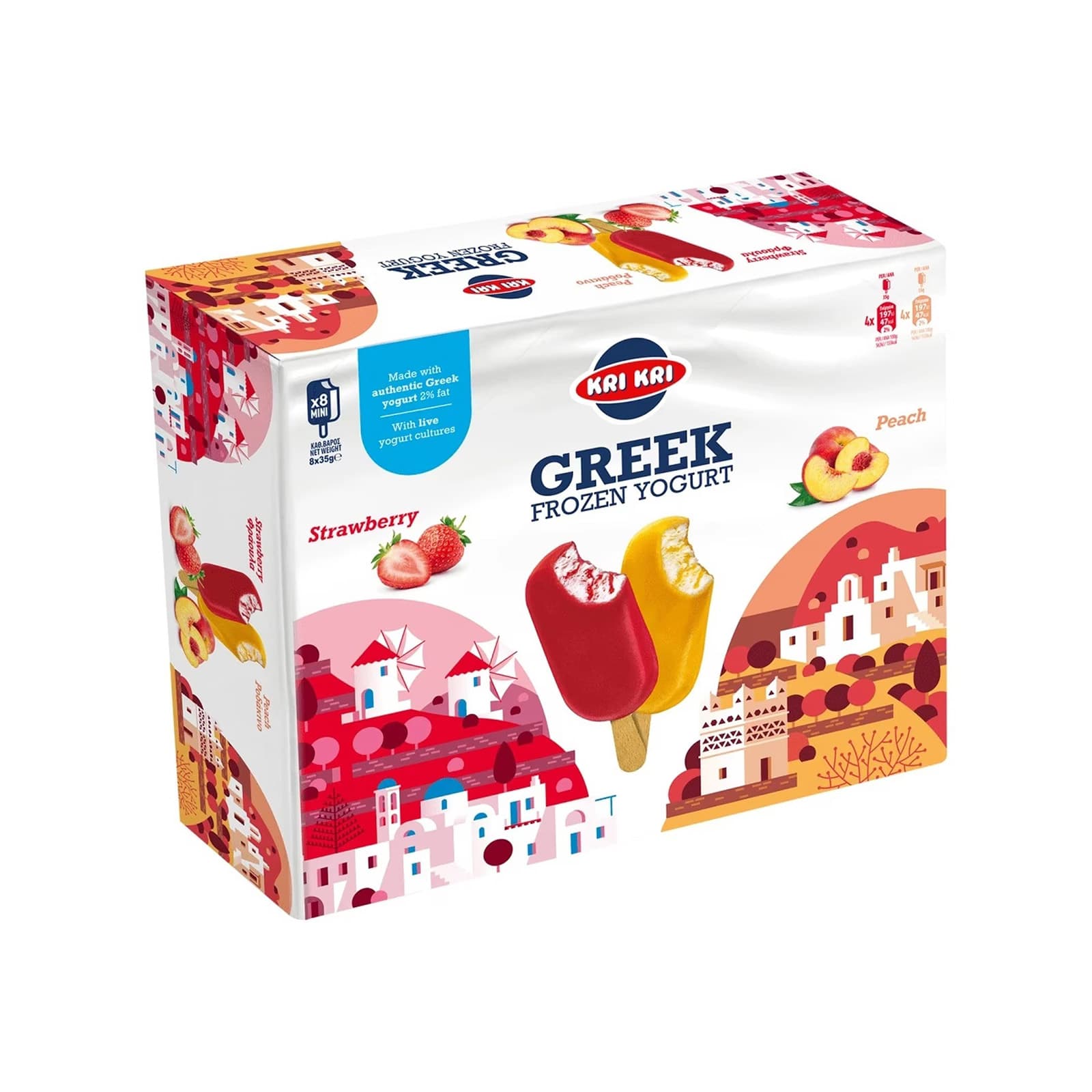 Κρι Κρι Frozen Yogurt παγωτό πολυσυσκευασία φράουλα ξυλάκι 8x35g εικόνα 1