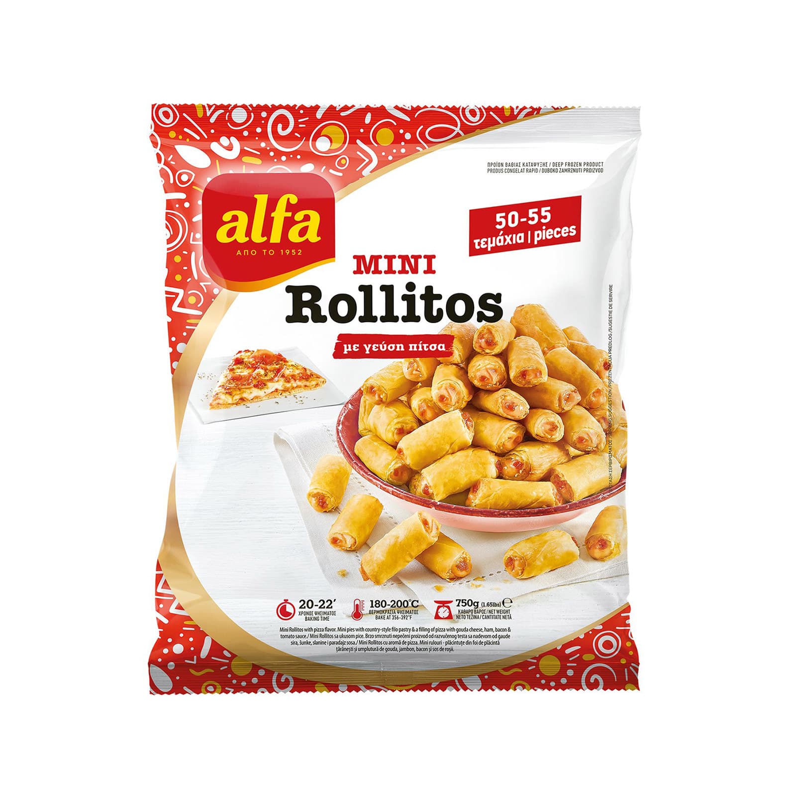 Alfa Rollitos πιτάκια κατεψυγμένα pizza 750g εικόνα 1