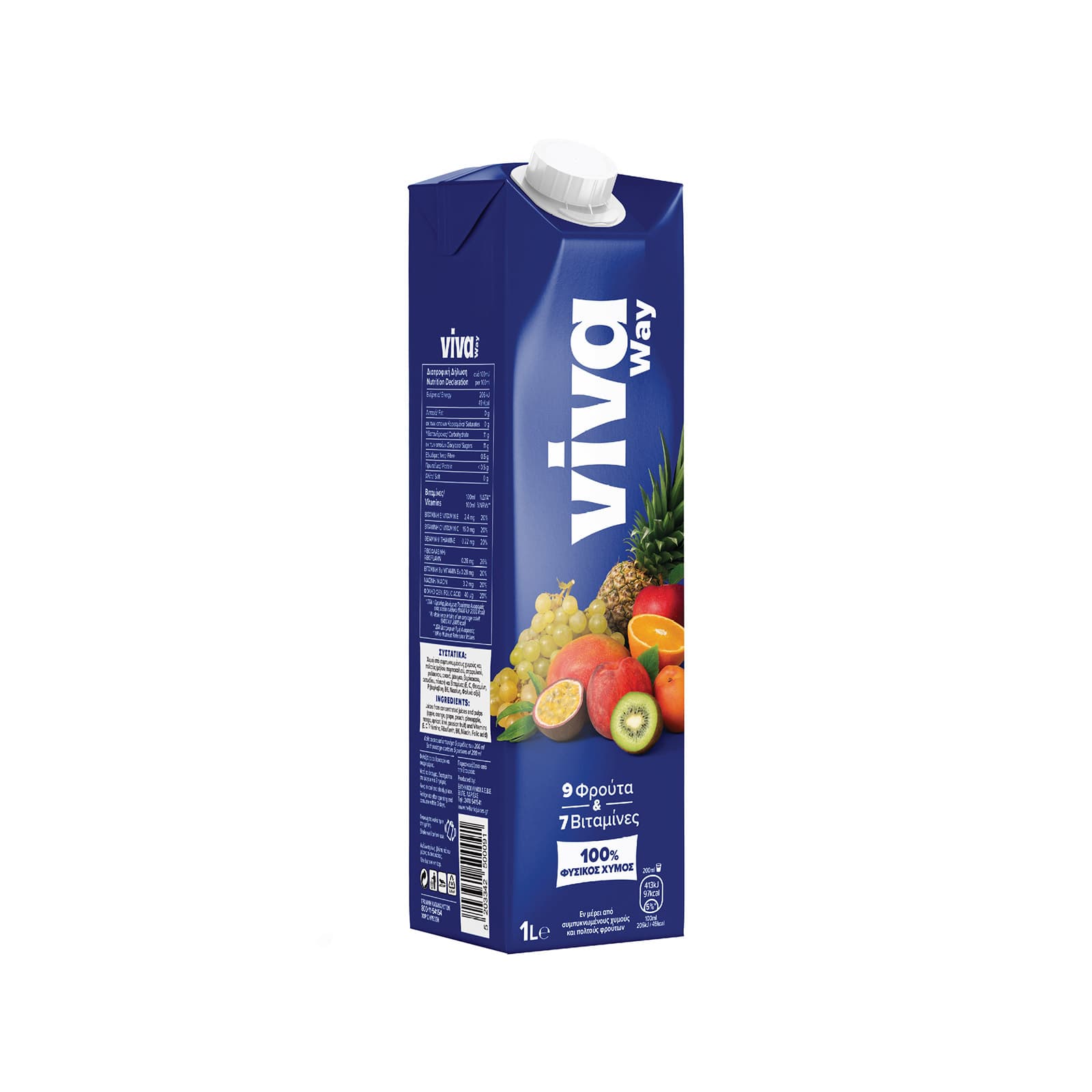 Viva way 100% φυσικός χυμός 9 φρούτα & 7 βιταμίνες 1lt εικόνα 1
