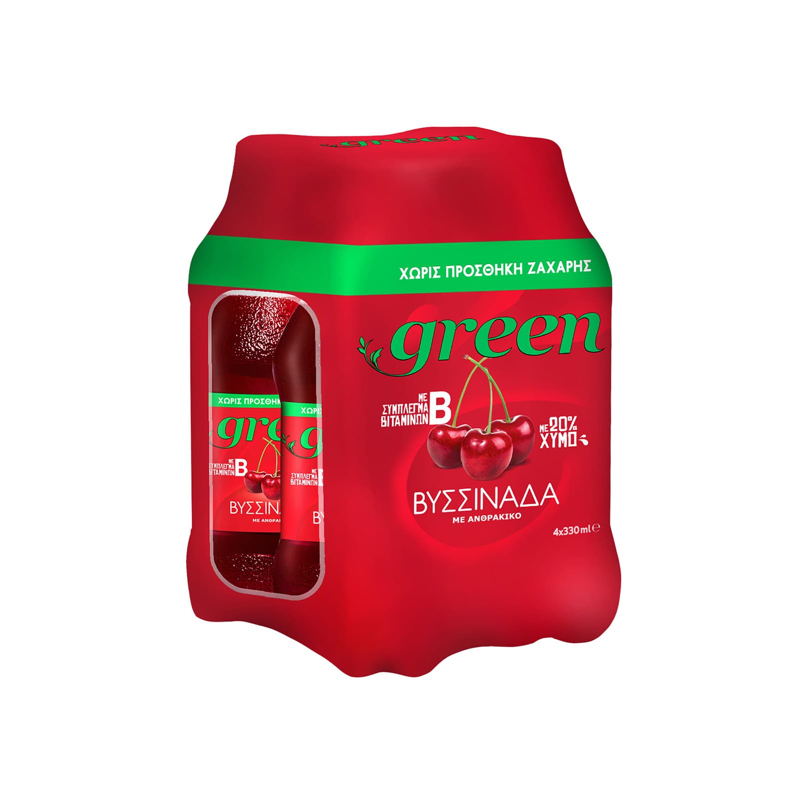 Green Στεβια αναψυκτικό βυσσινάδα με ανθρακικό 4x330ml εικόνα 1